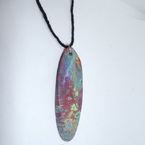 Rainbow Driftwood Handpainted Artisan Pendant